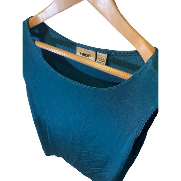 Chico's Travelers Teal Green Sleeveless Boat Neck Top - Picture 4 of 8